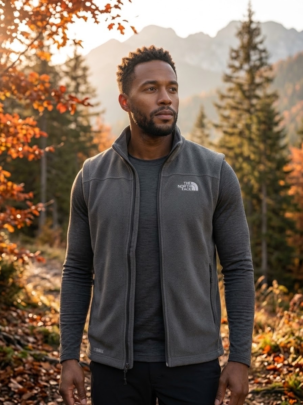 The North Face Men's Medium Windwall Grey Fleece Vest